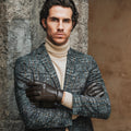 Giovanni (brown) - Classic Italian lambskin leather gloves with cashmere lining & touchscreen feature 7