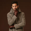 Giovanni (brown) - Classic Italian lambskin leather gloves with cashmere lining 9