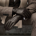Giovanni (dark brown) - Classic Italian lambskin leather gloves with cashmere lining 3