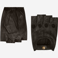 Giuseppe (black) - Italian lambskin fingerless leather driving gloves 1