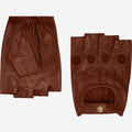 Giuseppe (brown) - Italian lambskin fingerless leather driving gloves 1