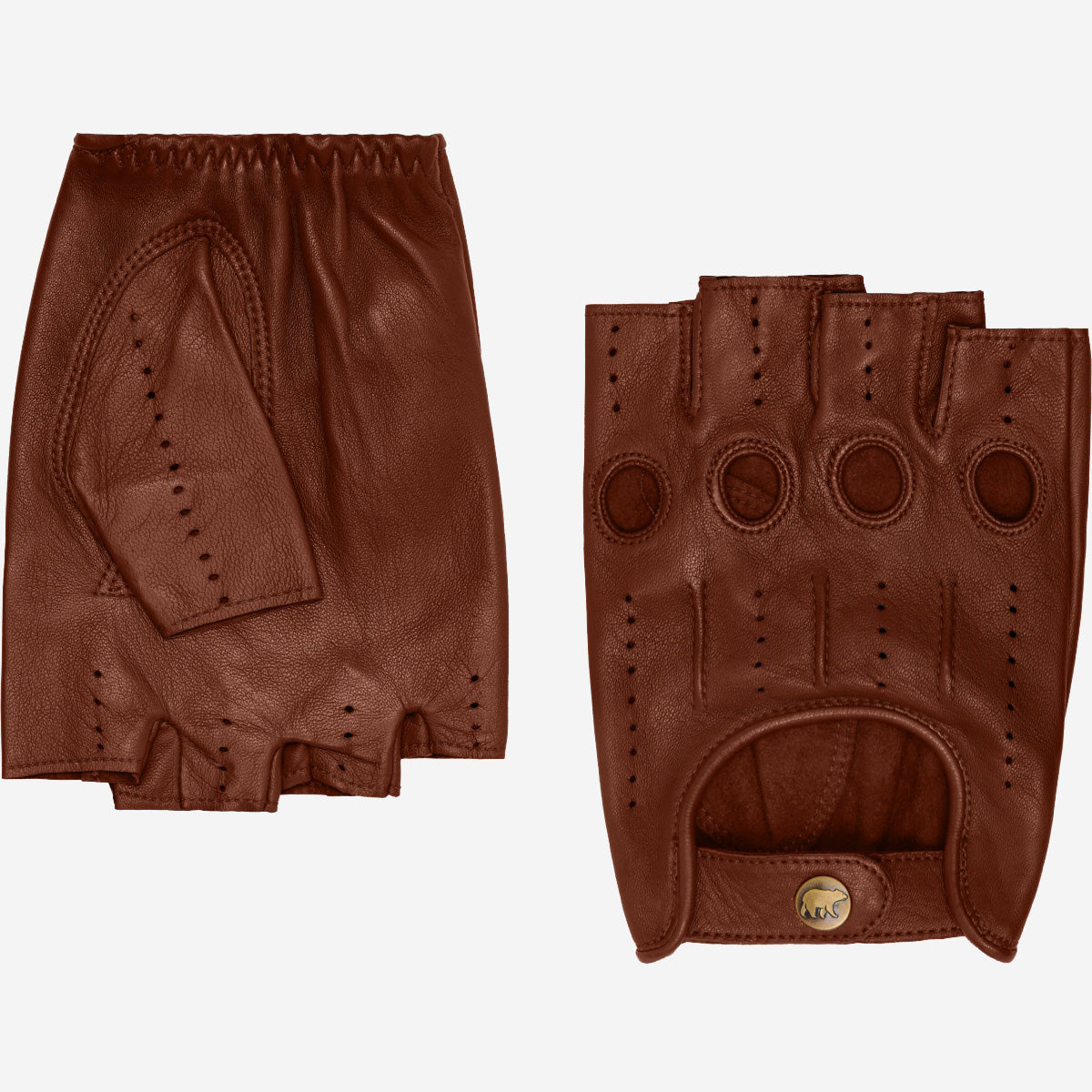 Giuseppe (brown) - Italian lambskin fingerless leather driving gloves