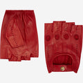 Giuseppe (red) - Italian lambskin fingerless leather driving gloves 2