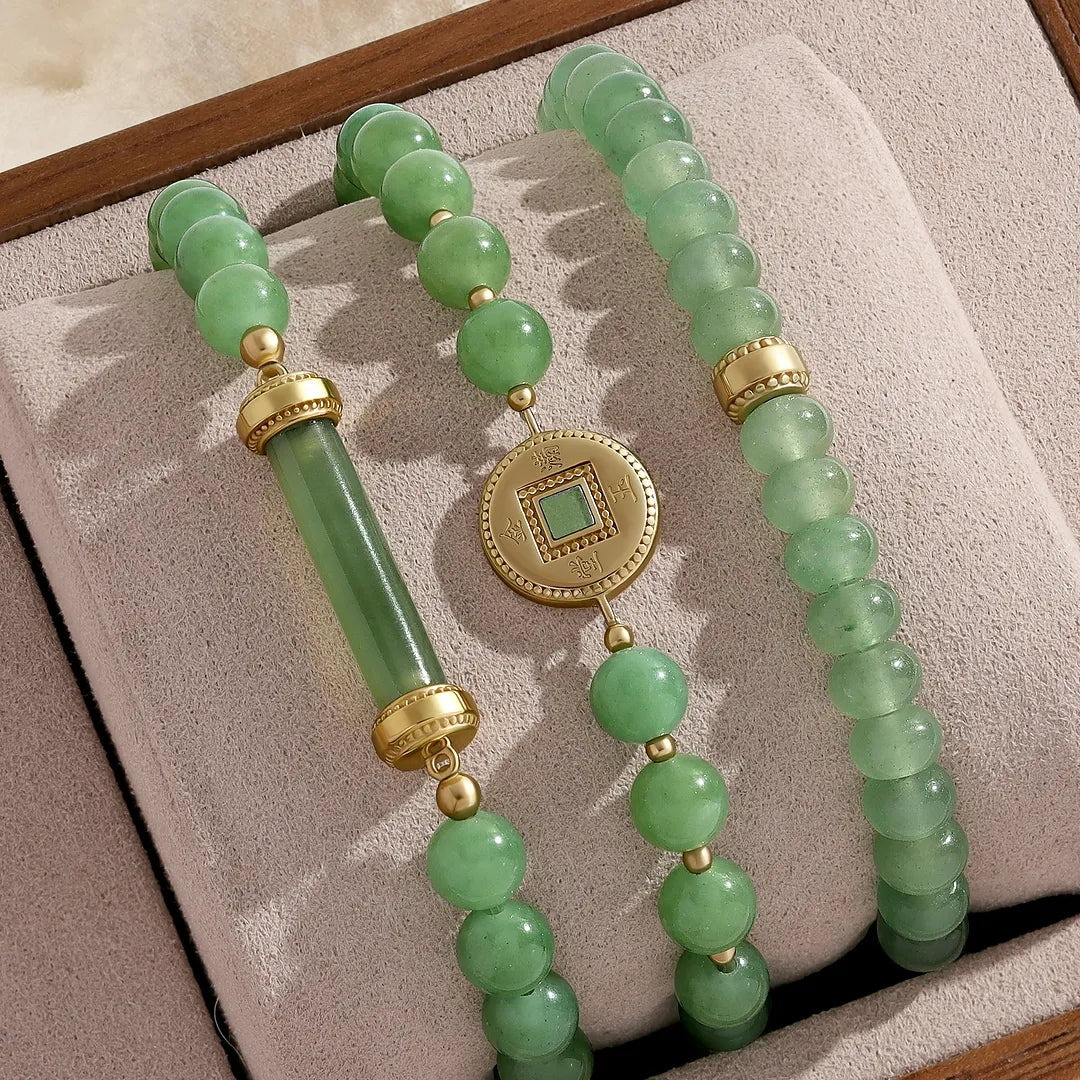 Golden Fortune Jade Lucky Coin Bracelet