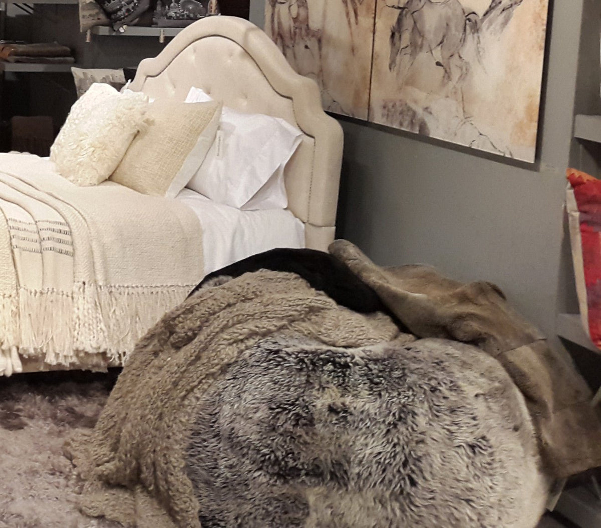 Sheepskin Long Hair Pouf