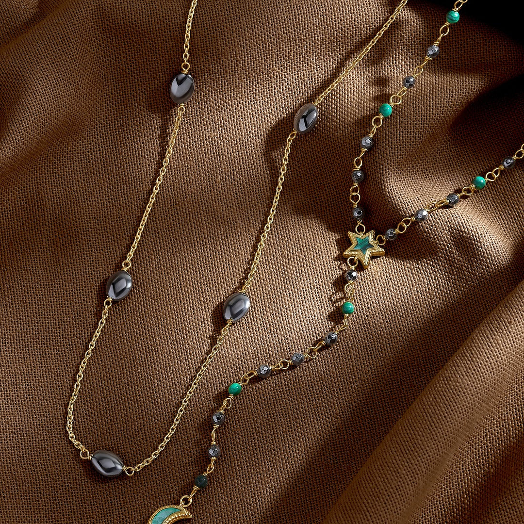 Tranquil Gleam Hematite Station Necklace