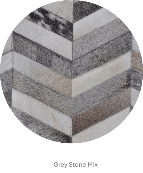 Herringbone Wide – Custom Patchwork Cowhide Rug for Interior Designers