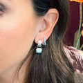 Turquoise Rectangle Huggie Hoop Earrings 10