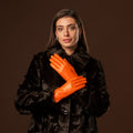 Isabella (orange) - Italian lambskin leather gloves with luxurious cashmere lining 8