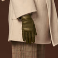 Isabella (green) - Italian lambskin leather gloves with luxurious cashmere lining 6