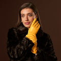 Isabella (yellow) - Italian lambskin leather gloves with luxurious cashmere lining 2