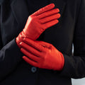 Isabella (red) - Italian lambskin leather gloves with cashmere lining & touchscreen feature 8