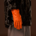 Isabella (orange) - Italian lambskin leather gloves with luxurious cashmere lining 10