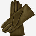 Isabella (green) - Italian lambskin leather gloves with luxurious cashmere lining 3
