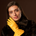 Isabella (yellow) - Italian lambskin leather gloves with luxurious cashmere lining 9