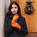Isabella (orange) - Italian lambskin leather gloves with luxurious cashmere lining 5