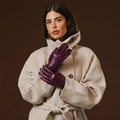 Isabella (eggplant) - Italian lambskin leather gloves with cashmere lining 1