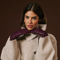 Isabella (eggplant) - Italian lambskin leather gloves with cashmere lining 8