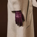 Isabella (eggplant) - Italian lambskin leather gloves with cashmere lining 9