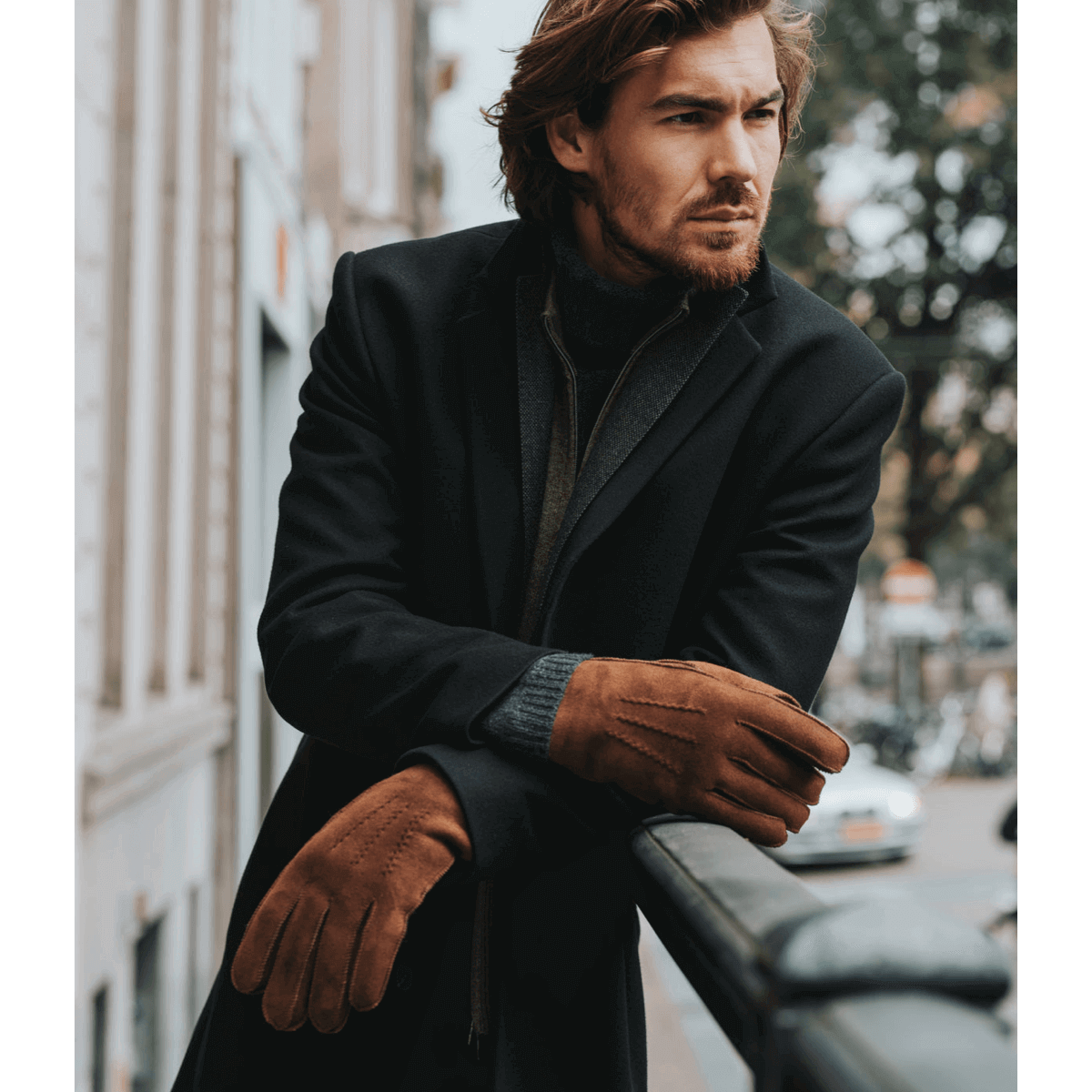 Jack (brown) – Suede leather gloves with luxurious sheep fur lining