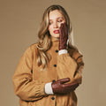 Julietta (brown) - Lambskin leather gloves with plush rabbit fur lining and touchscreen feature 10