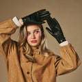 Julietta (black) - Lambskin leather gloves with plush rabbit fur lining and touchscreen feature 9