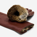 Julietta (brown) - Lambskin leather gloves with plush rabbit fur lining and touchscreen feature 4