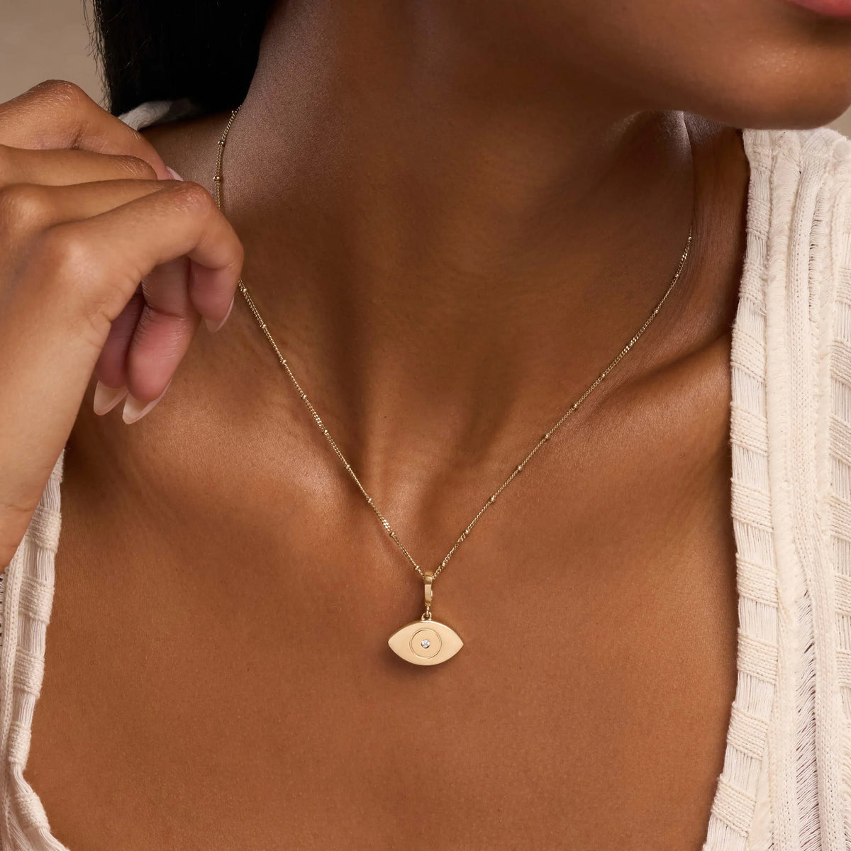 Prosperity Secured Gold Evil Eye Engravable Charm