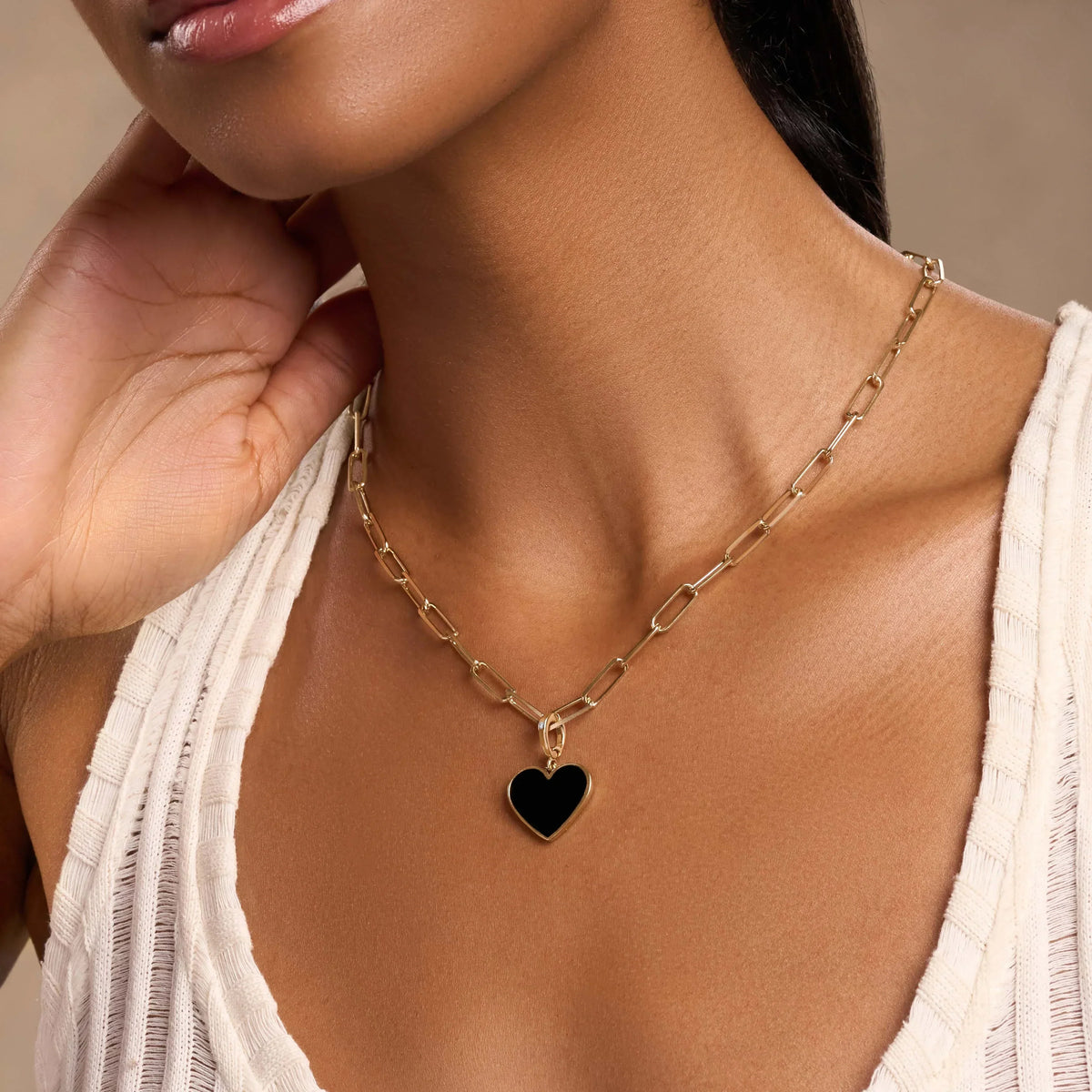 Peace and Stability Onyx Heart Engravable Charm