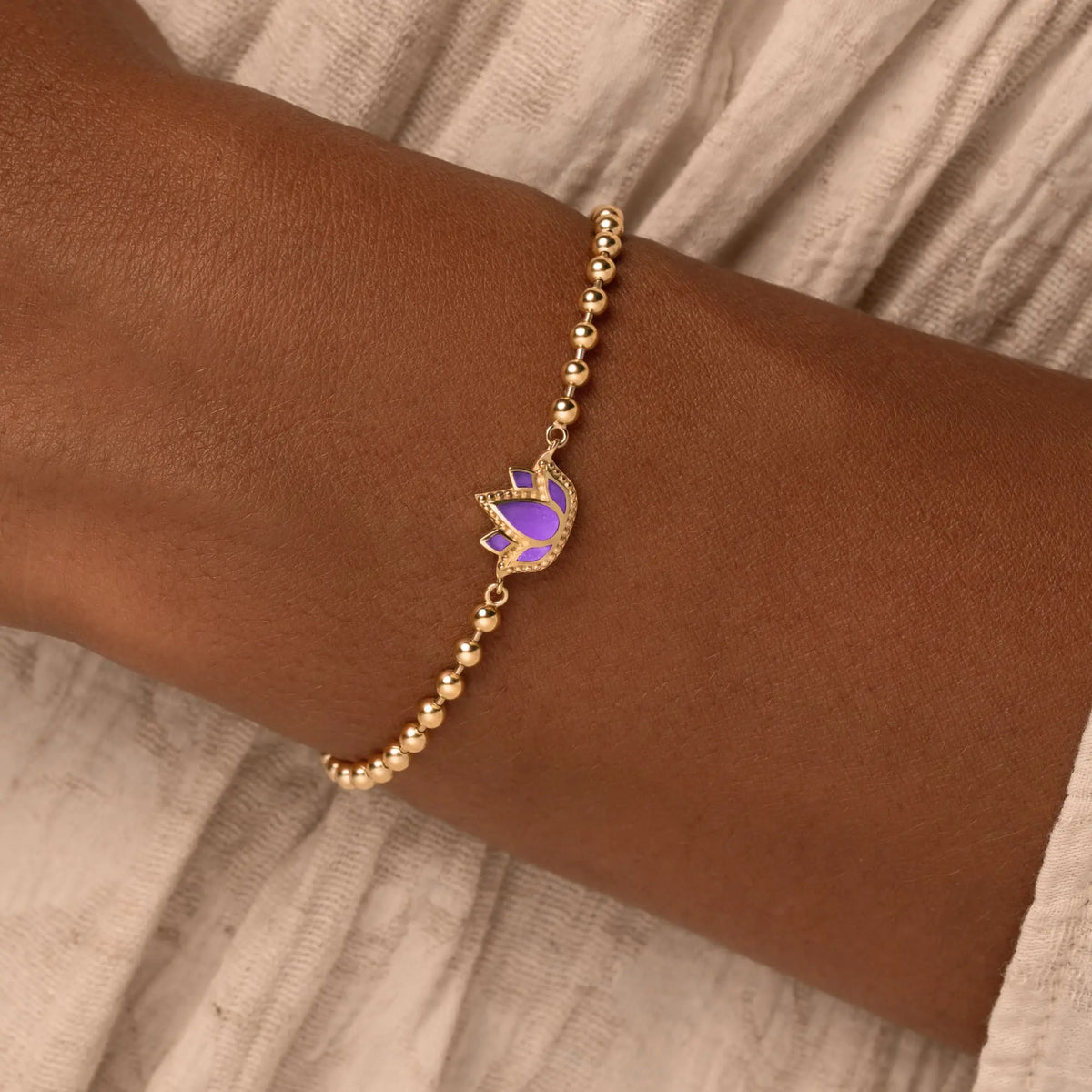 Inner Bloom Amethyst Lotus Gold Bracelet