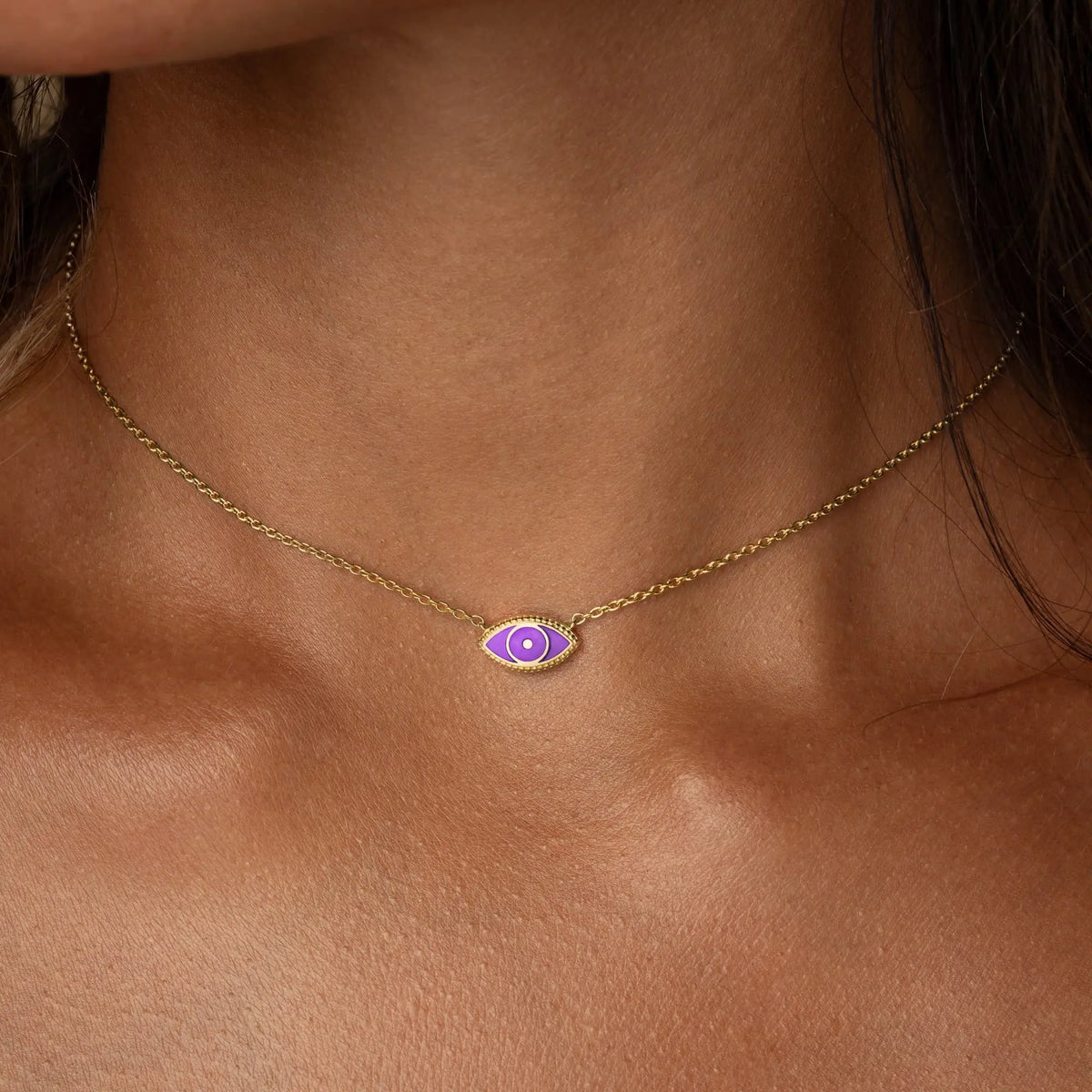 Divine Vision Amethyst Evil Eye Gold Necklace