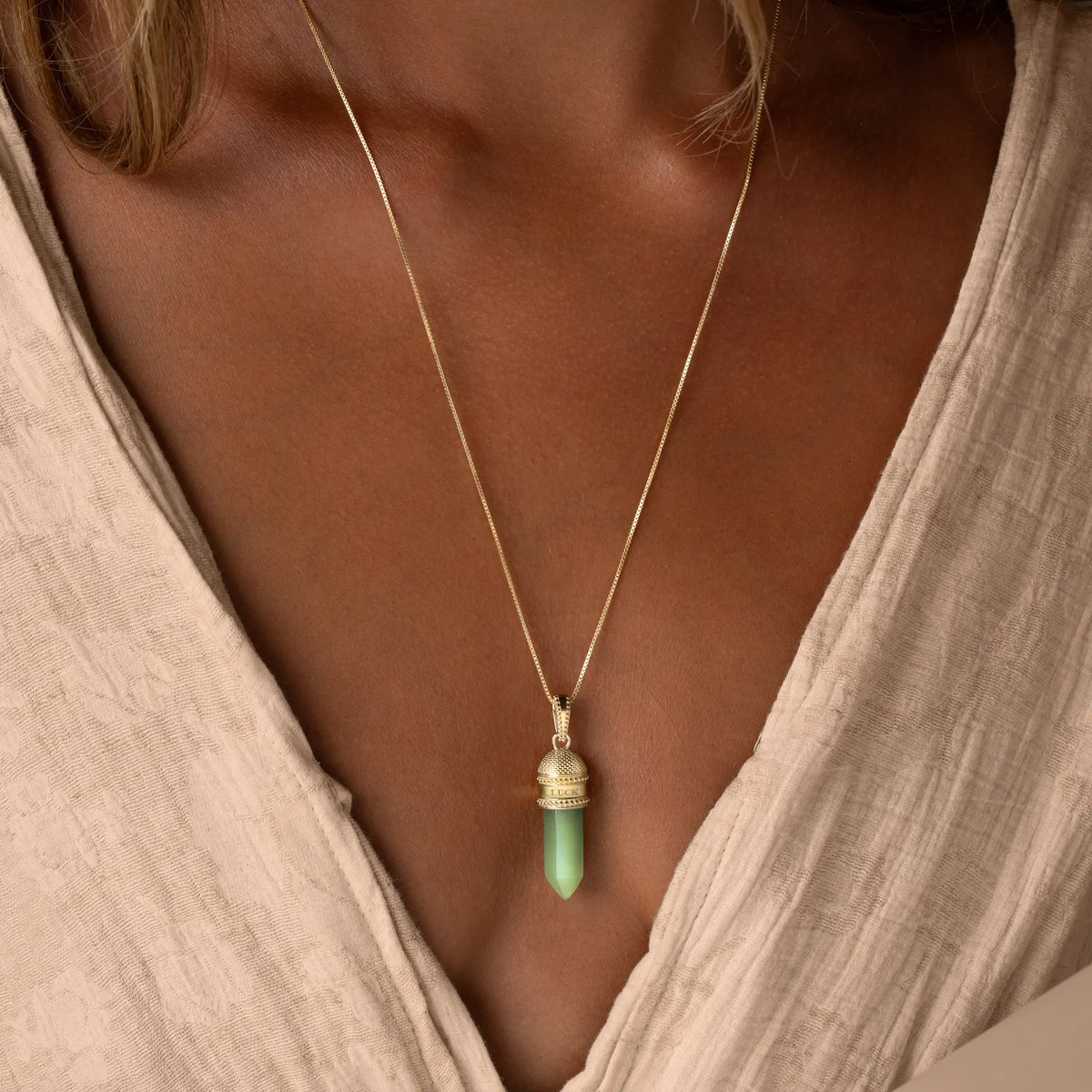 Enduring Grace Jade Cube Gold Necklace