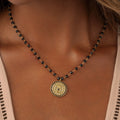 Silent Guard Hamsa Onyx Gold Necklace 2