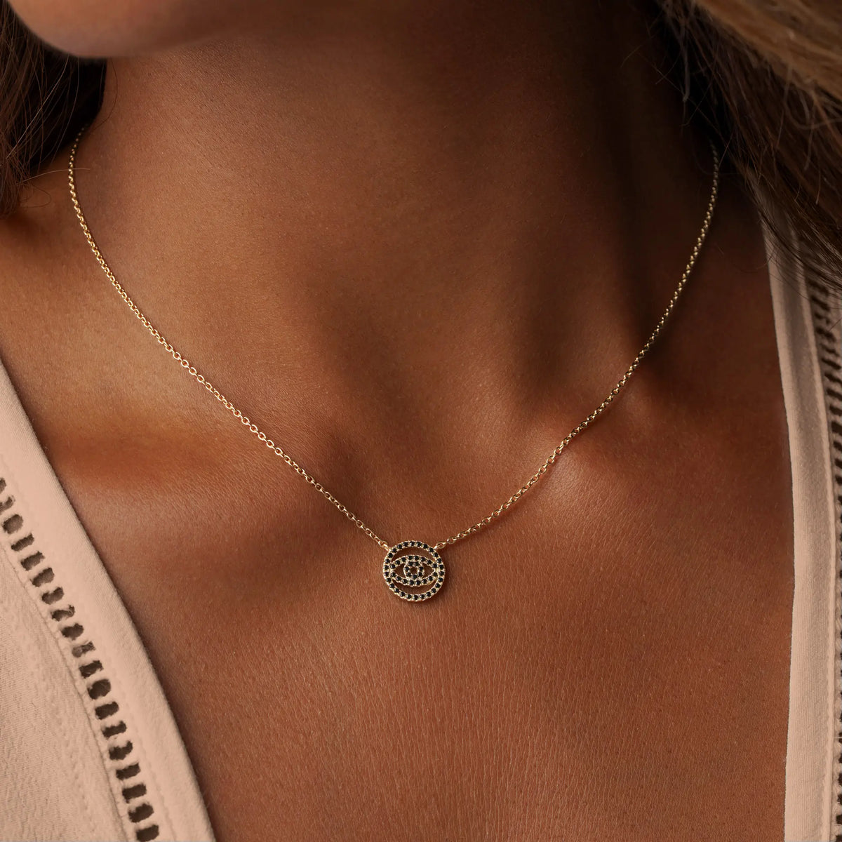 Obsidian Grace Evil Eye Necklace