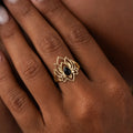 Lotus Grace Royale Onyx Gold Ring 2