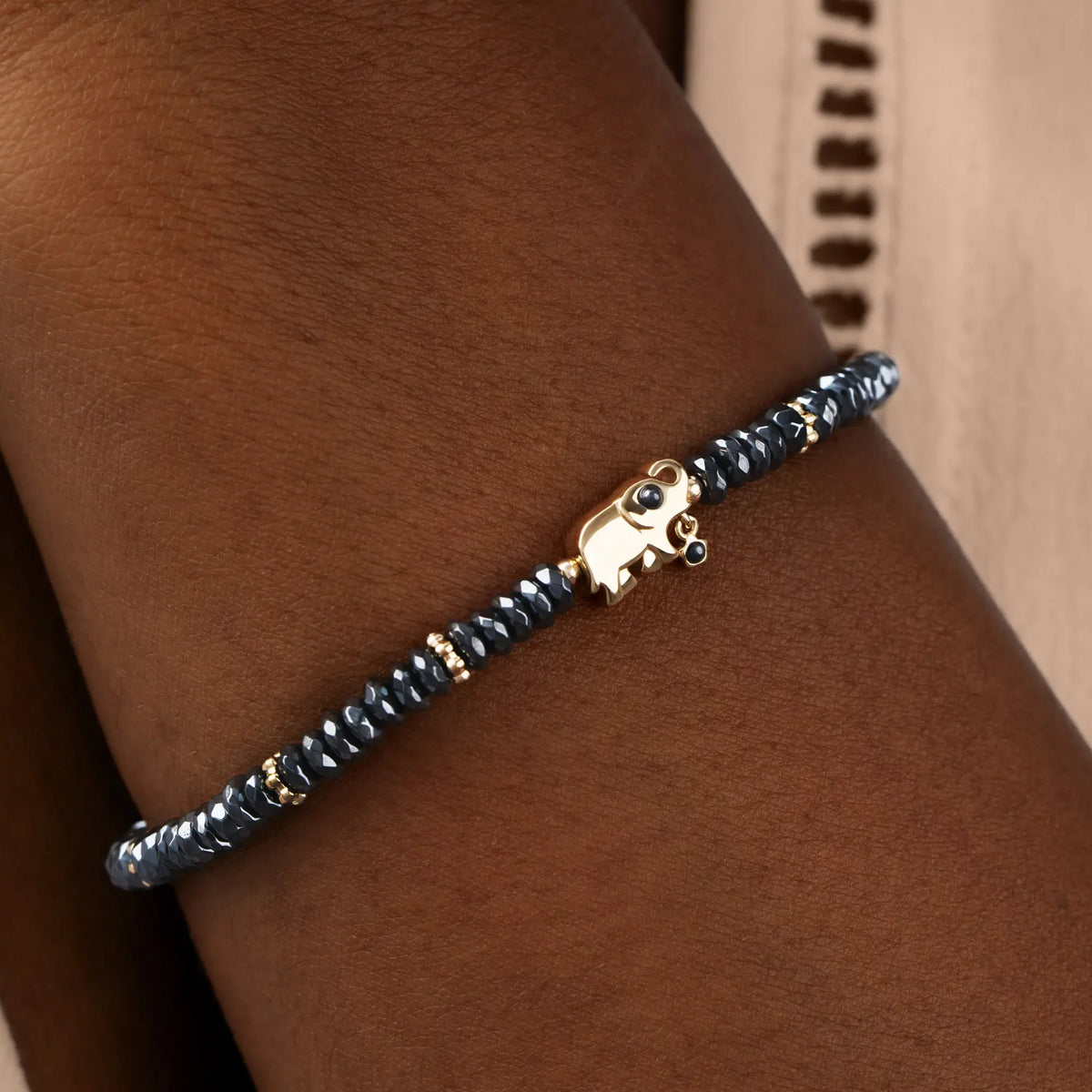 Silent Sentinel Elephant Hematite Bracelet