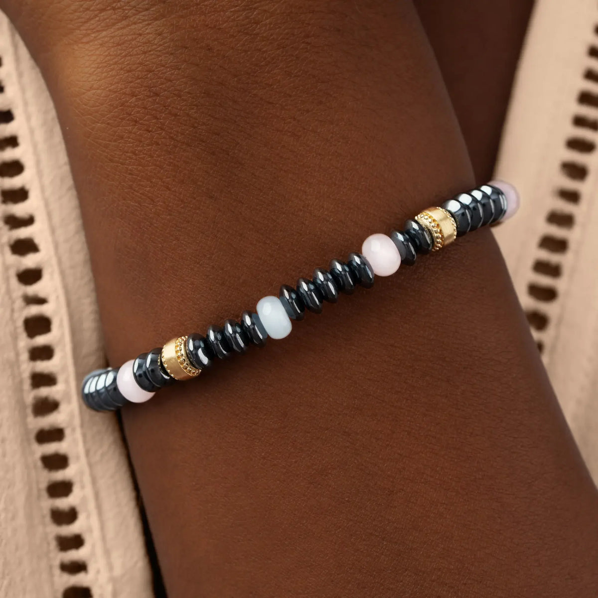 Tranquil Essence Hematite, Rose Quartz & Aquamarine Bracelet