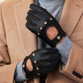 Leonardo (dark brown) - Italian driving gloves made of American deerskin leather 9