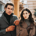 Leonardo (brown) - Italian driving gloves made of American deerskin leather 5