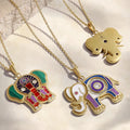 Tranquil Aura Elephant Multi-Gemstone Necklace 4