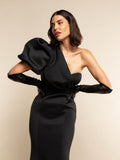 Lucia (black) - Italian unlined 12-button length leather opera gloves 3
