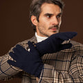 Luciano (dark blue) - Handmade Italian knitted wool gloves with luxurious cashmere lining 1