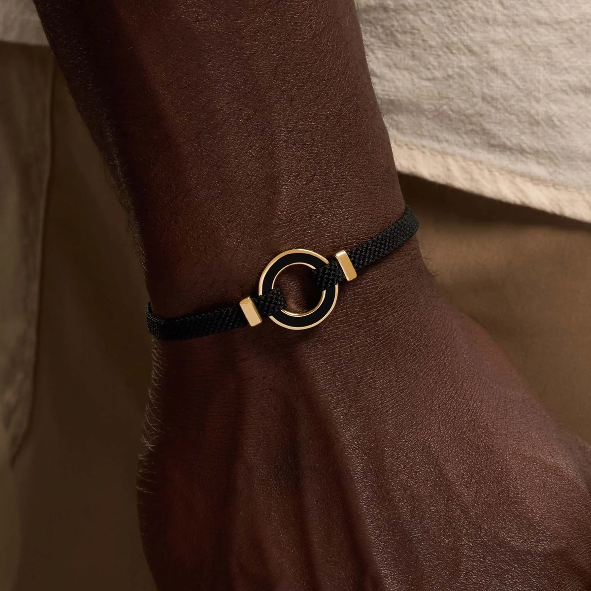 Constant Protection Black Onyx Karma Circle Men’s Black String Bracelet Medium