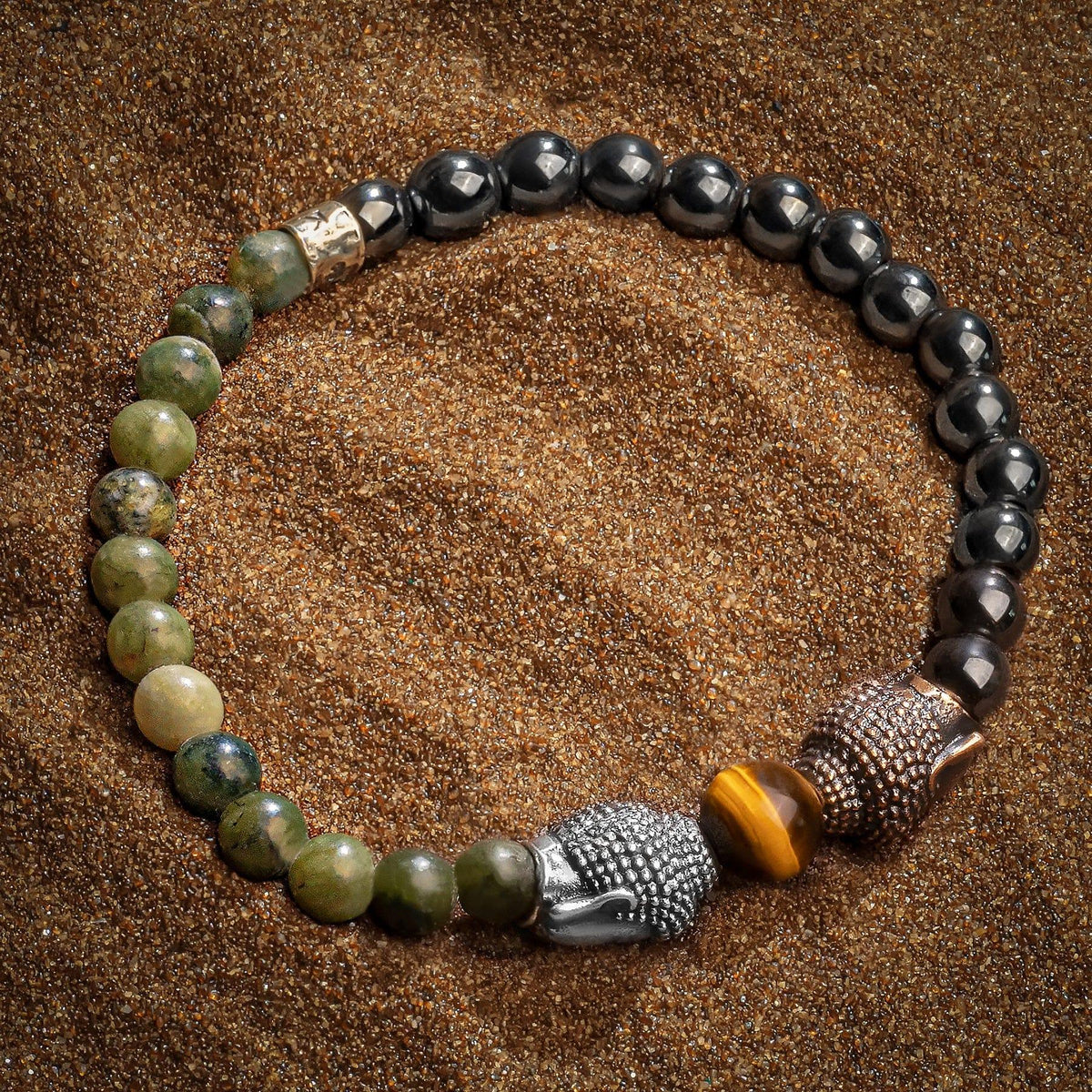 Serene Existence Jade Hematite Buddha Bracelet