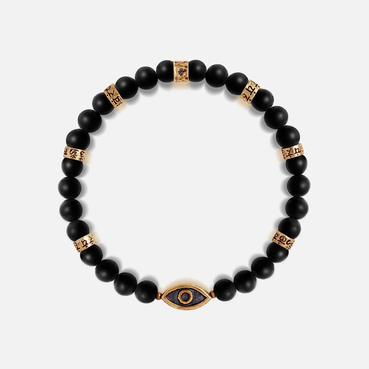 Divine Calmness Evil Eye Mantra Matte Onyx Bracelet