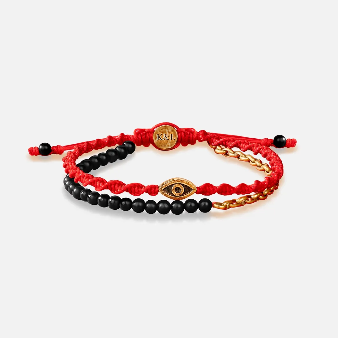 Iridescent Security - Matte Onyx Evil Eye Red String Bracelet