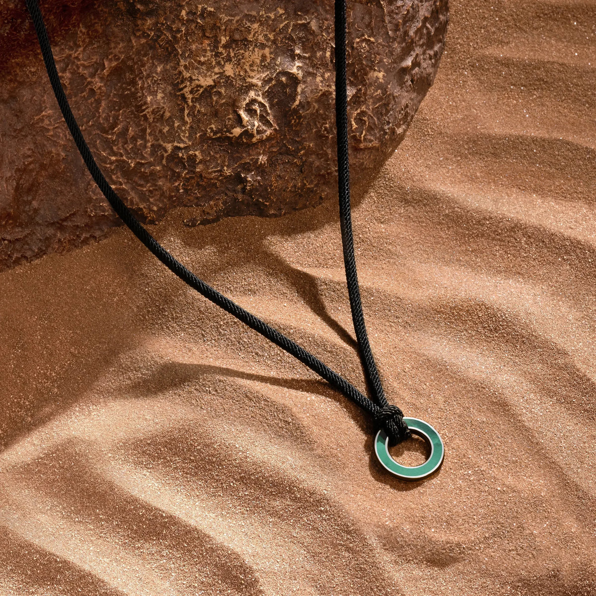 Abundance Mindset Malachite Karma Circle Black String Necklace