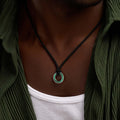 Abundance Mindset Malachite Karma Circle Black String Necklace 2
