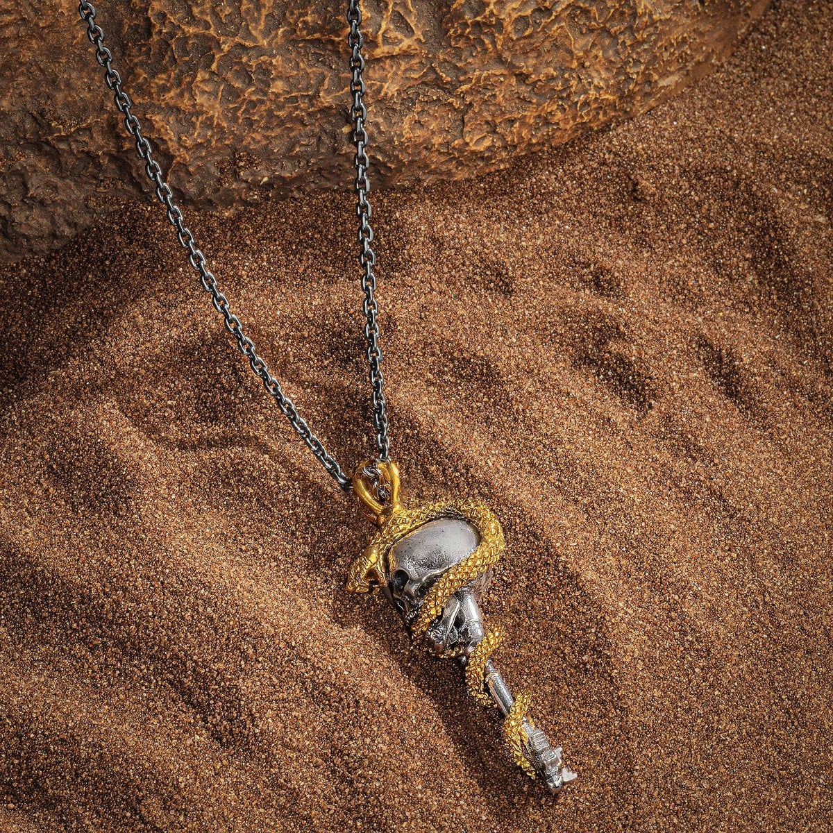 Powerful Guidance Snake Skull Onyx Necklace