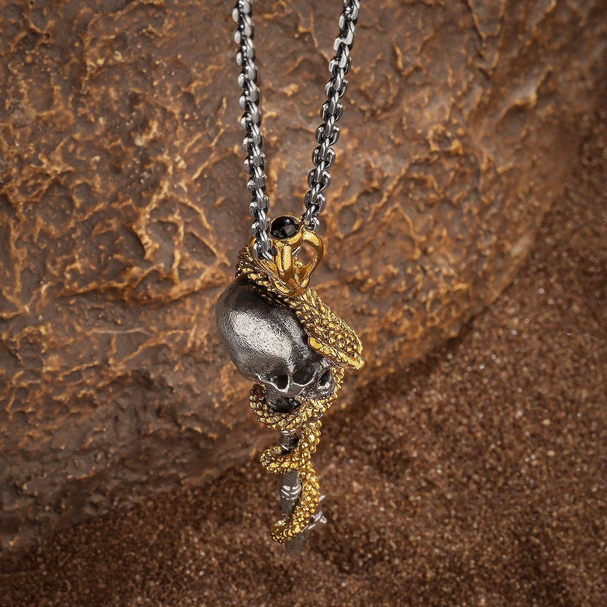 Powerful Guidance Snake Skull Onyx Necklace